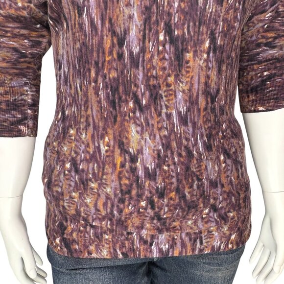 NEW Calvin Klein Dolman Sleeve Textured Knit Top Brown Purple Fall Boho Casual M - Picture 6 of 12